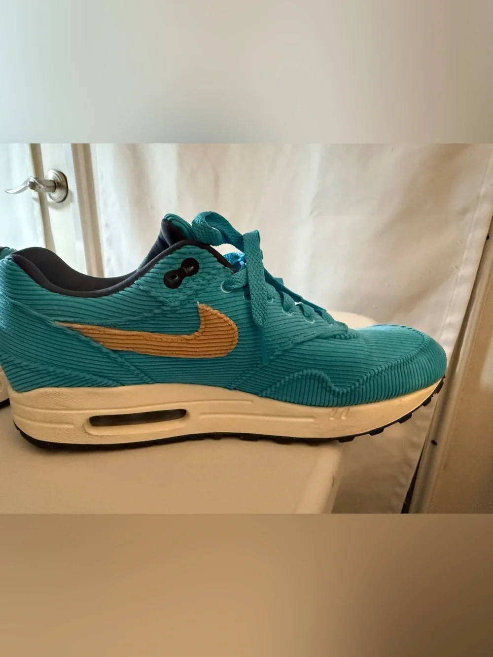 Nike Air Max Men’s Corduroy Sneaker Teal and Tan